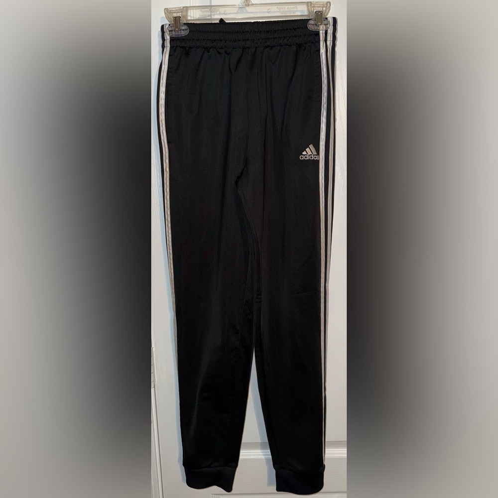 Adidas Black & White Three Stripe Joggers Size Youth 14